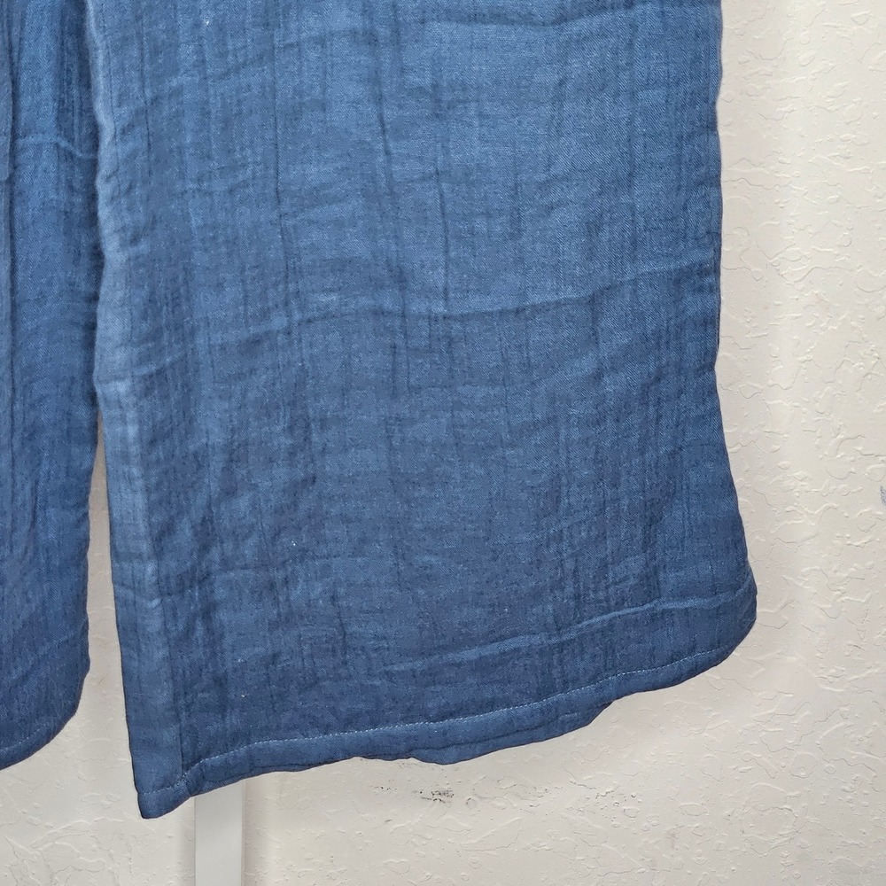 Lotus & Luna Womens Deep Teal Cotton Gauze Smocked Wide Leg Pants Small NWT - Picture 3 of 6